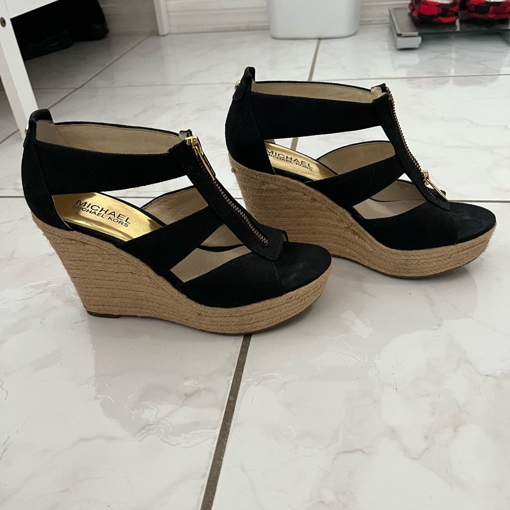 Michael Kors Black Wedge Sandals